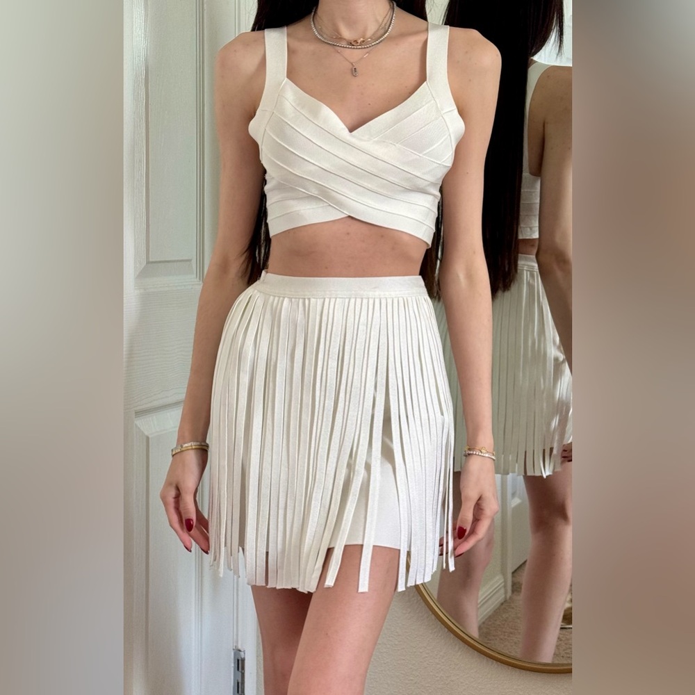 Elegant White Fringe Skirt